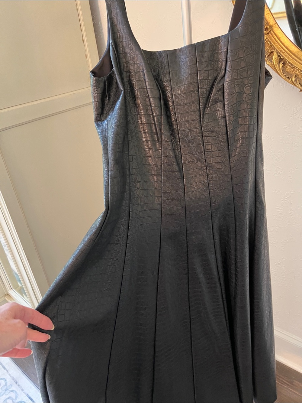 NWT Anthropologie Avec Les Filles Faux Leather Croc Embossed Midi Dress - Picture 9 of 12